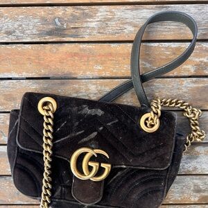 Gucci Black Velvet Shoulder Bag